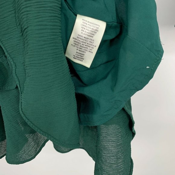 Chelsea 28 Dress Green Smocked Long Sleeve Ruffle Drop Waist Mini - Picture 9 of 12